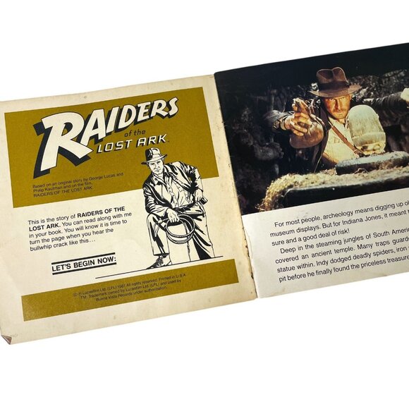 VTG Raiders Of The Lost Ark Read Along Book And Record 1981 #452 Harrison Ford - Picture 3 of 5